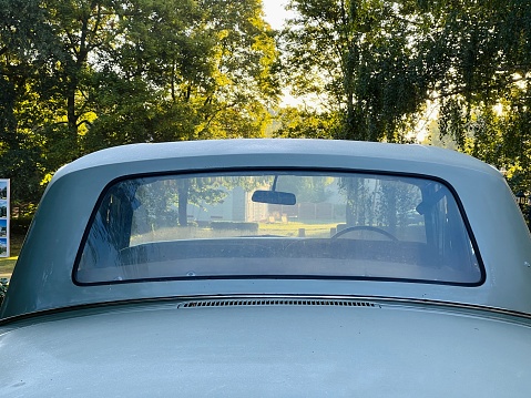 Look through a vintage car, rear view
