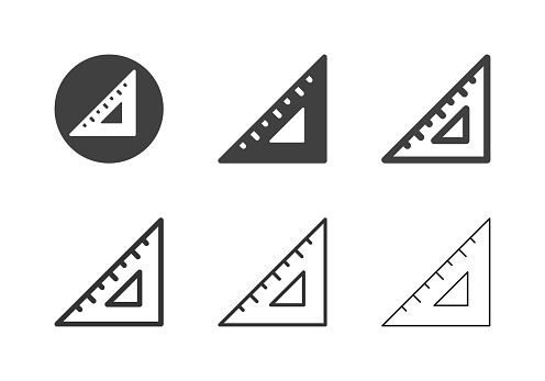 Triangular Ruler Icons Multi Series Vector EPS File.