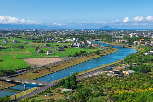 scenery of the bank of dongshan river in yilan county, taiwan