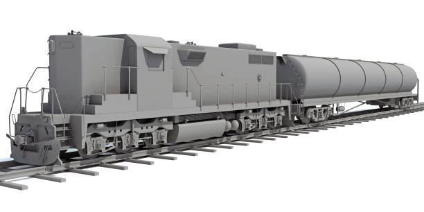 istock Train with tanker car 3D rendering on white background 1414742433