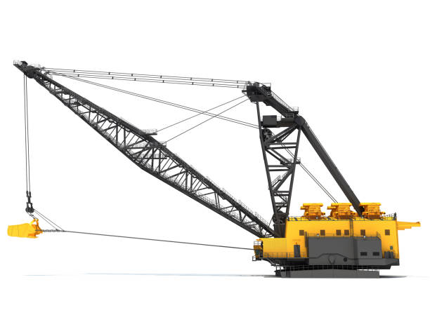 istock Dragline Excavator heavy construction machinery 3D rendering on white background 1414742600