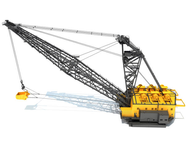 istock Dragline Excavator heavy construction machinery 3D rendering on white background 1414742605