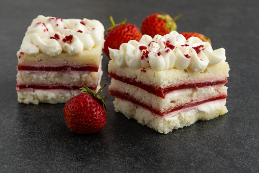 Fresh cream and strawberry sponge cake