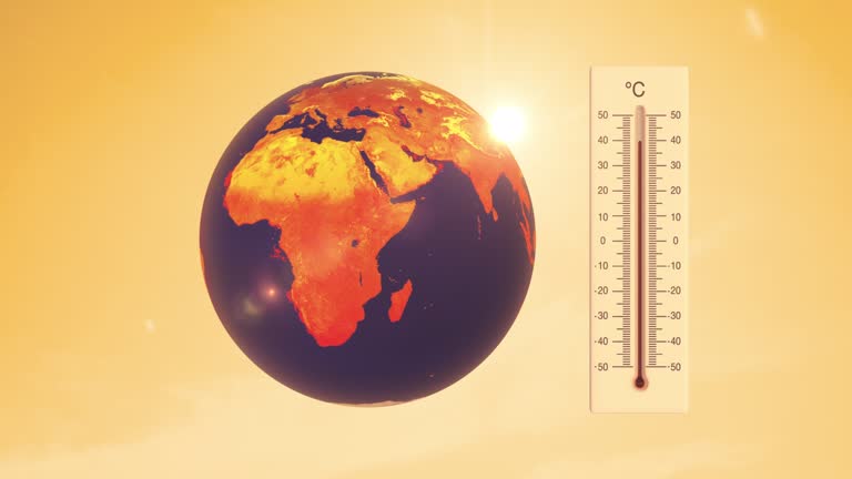 Global warming background with thermometer and earth