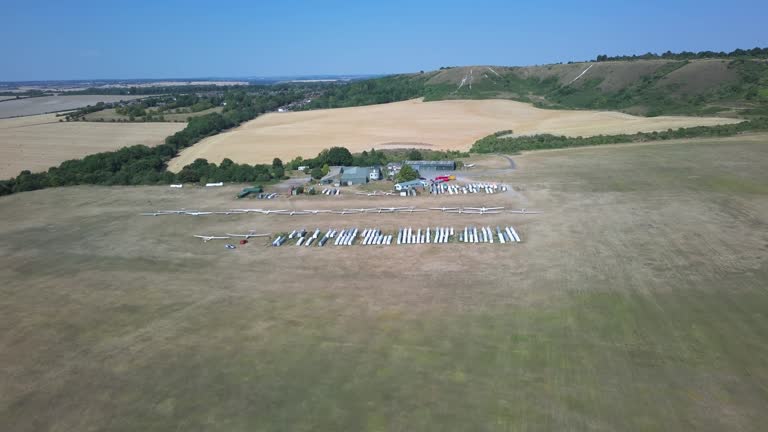 Glider's Airport in the field, High Angle Footage of Drone's Camera