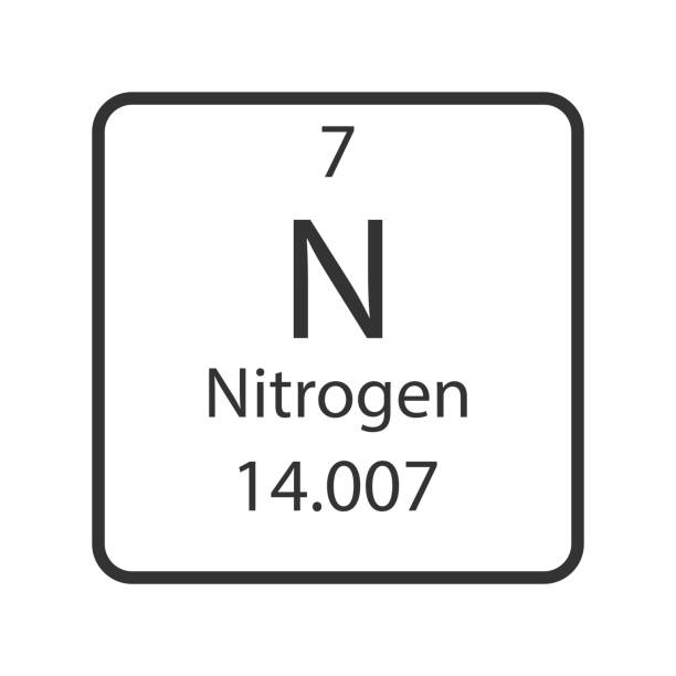 Nitrogen symbol. Chemical element of the periodic table. Vector illustration. Nitrogen symbol. Chemical element of the periodic table. Vector illustration. nitrogen element stock illustrations