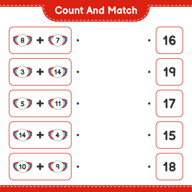 istock Count and match, count the number of Goggle and match with the right numbers. Educational children game, printable worksheet, vector illustration 1414752034