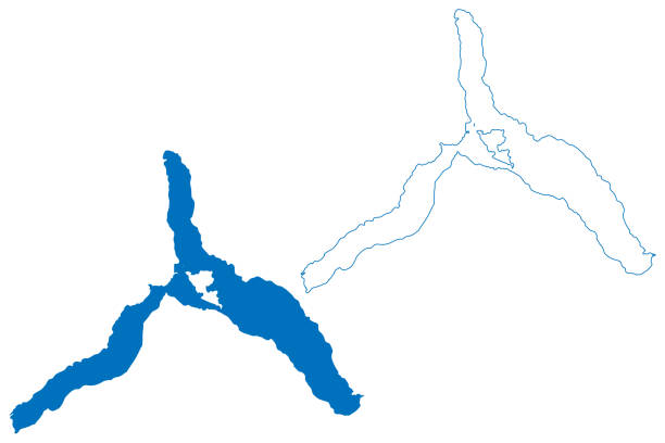 lake menendez (south america, argentine republic, argentina) map vector illustration, scribble sketch lago menéndez map - menendez 幅插畫檔、美工圖案、卡通及圖標