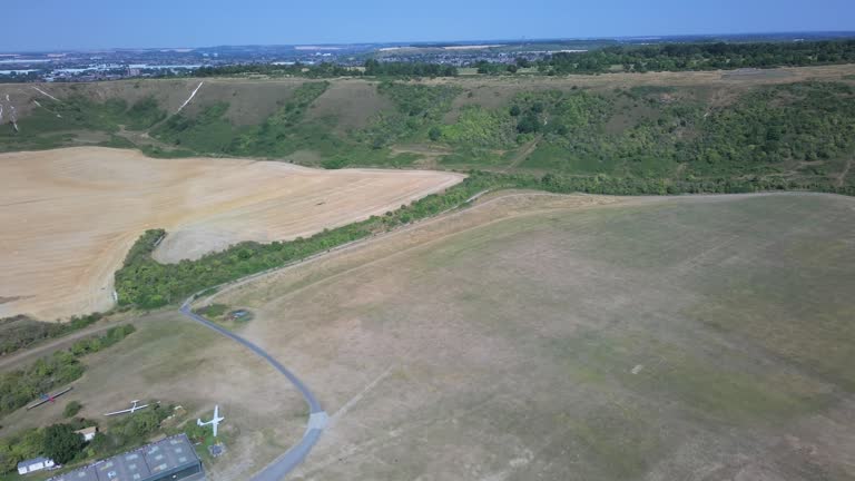 Glider's Airport in the field, High Angle Footage of Drone's Camera