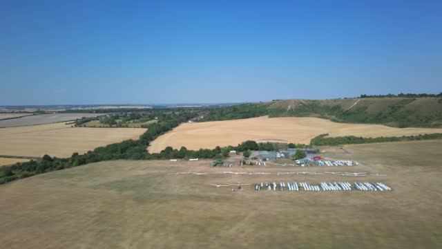 Glider's Airport in the field, High Angle Footage of Drone's Camera