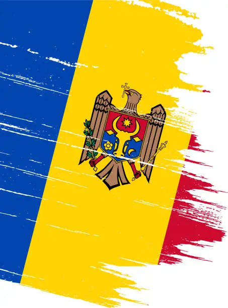Vector illustration of Moldova flag with brush paint textured  on  white background