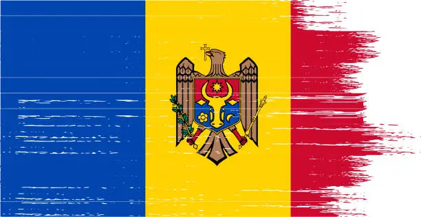 Vector illustration of Moldova flag with brush paint textured  on  white background