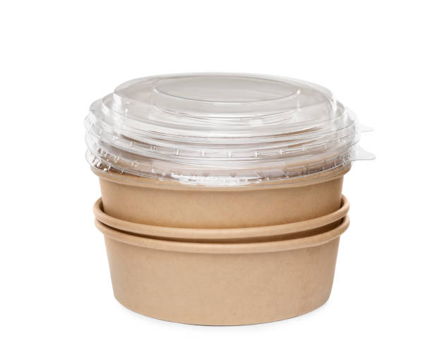 istock Empty paper bowls on white background. Containers for food 1414762887