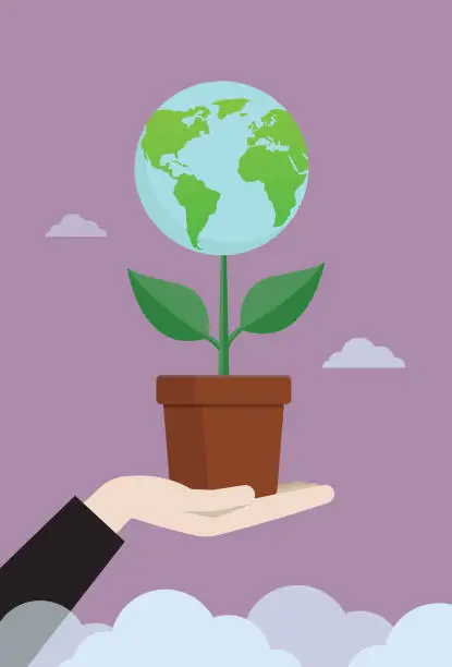 Vector illustration of Plant a tree for the earth