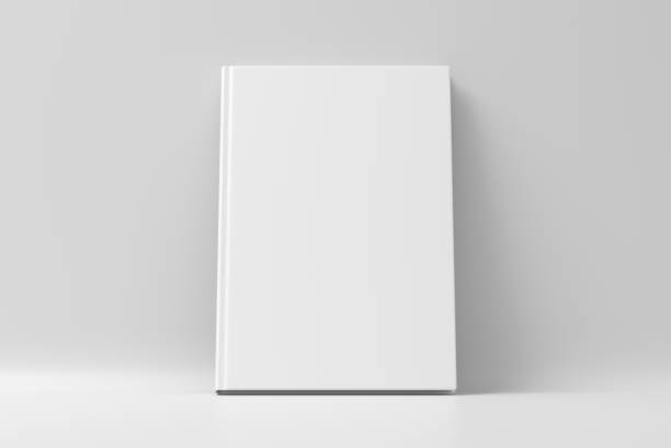 istock Blank vertical hardcover book cover mockup standing on white background 1414767575