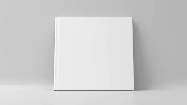 istock Blank square hardcover book cover mockup standing on white background 1414767606