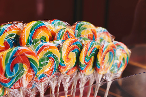Colorful Striped lollipops candy