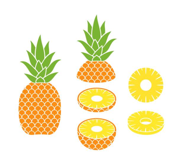 ananas. isolierte ananas auf weißem hintergrund - pineapple plantation stock-grafiken, -clipart, -cartoons und -symbole