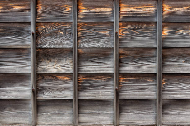 istock Surface texture of Japanese traditional clapboard wall 1414771785