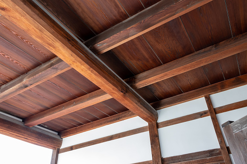 Ceiling of Japanese architecture with exposed beams