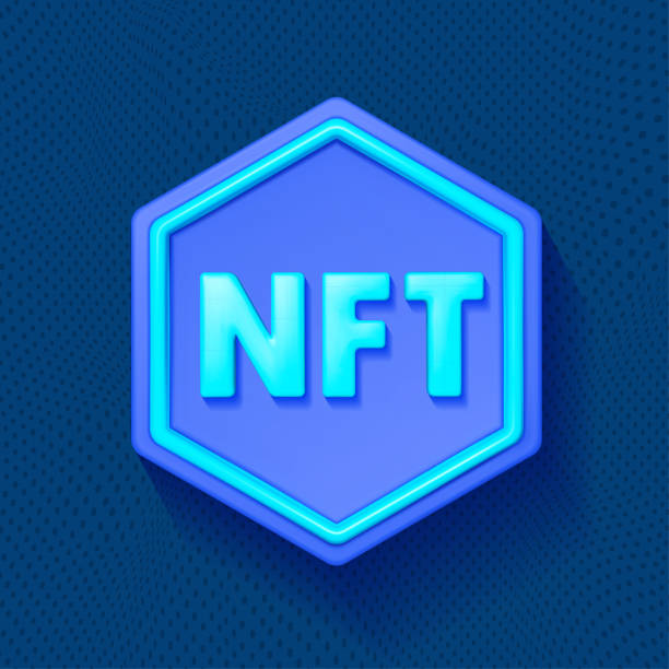 istock NFT non-fungible token, Realistic 3d nft icon symbol. Design for banner, brochure, poster, website, calendar, card. Template vector illustration isolated on blue background. 1414774511