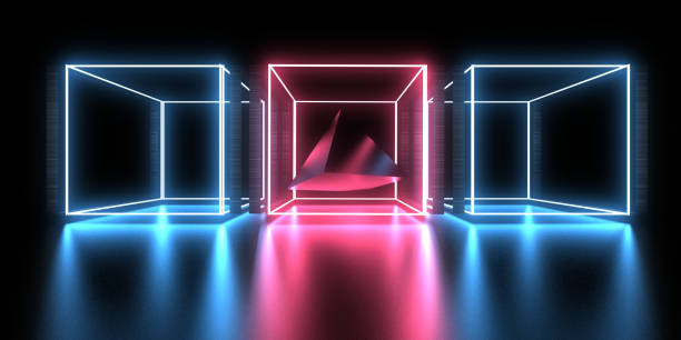 istock 3D abstract background with neon lights. neon cubes .space construction . .3d illustration 1414775612