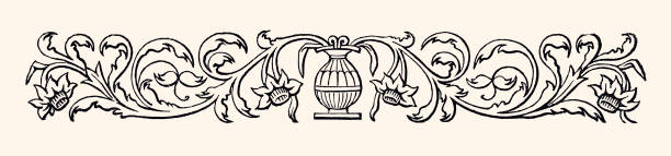 kwiatowy wzór z 19 wieku: (xxxl z dużą ilością szczegółów) - victorian style engraved image 19th century style image created 19th century stock illustrations