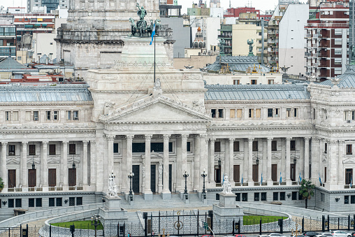 Close - up view of the Argentine Congress Building at Buenos Aires, Argentina.