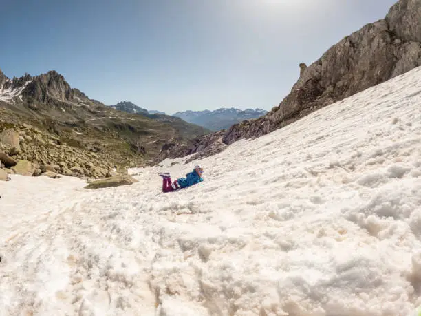 Photo of Mountaineer training to fall on glacier