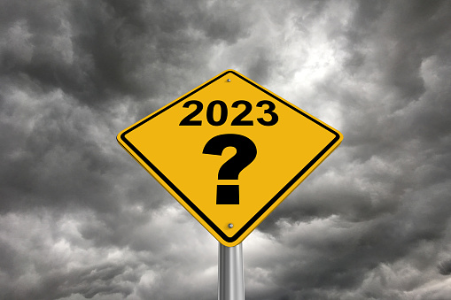 New year 2023 question risk danger warning sign