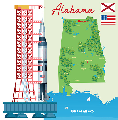 Alabama, Saturn 5, https://maps.lib.utexas.edu/maps/united_states/fed_lands_2003/alabama_2003.pdfVector Alabama, Saturn 5
