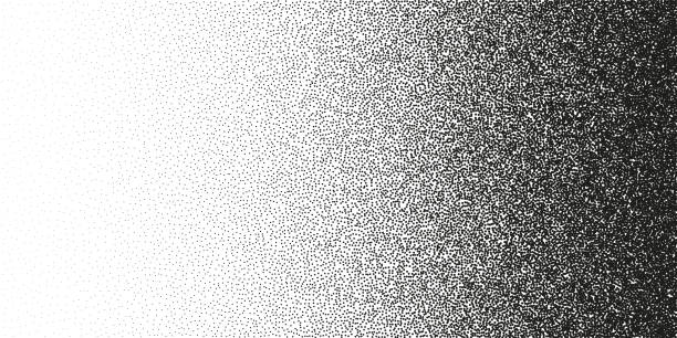 Stipple pattern, dotted geometric background. Stippling, dotwork drawing, shading using dots. Pixel disintegration, random halftone effect. White noise grainy texture. Vector illustration Stipple pattern, dotted geometric background. Stippling, dotwork drawing, shading using dots. Pixel disintegration, random halftone effect. White noise grainy texture. Vector illustration. pointillism stock illustrations