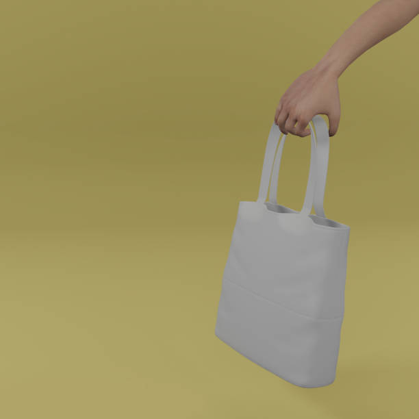 istock Hand carry white leather bag for template mockup 1414786367
