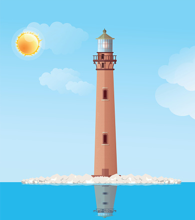 Vector Sand Island Lighthouse, Mobile Bay