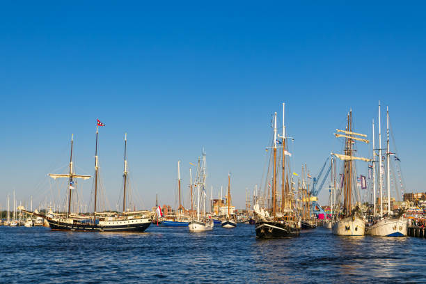 Windjammer on the Hanse Sail in Rostock, Germany.