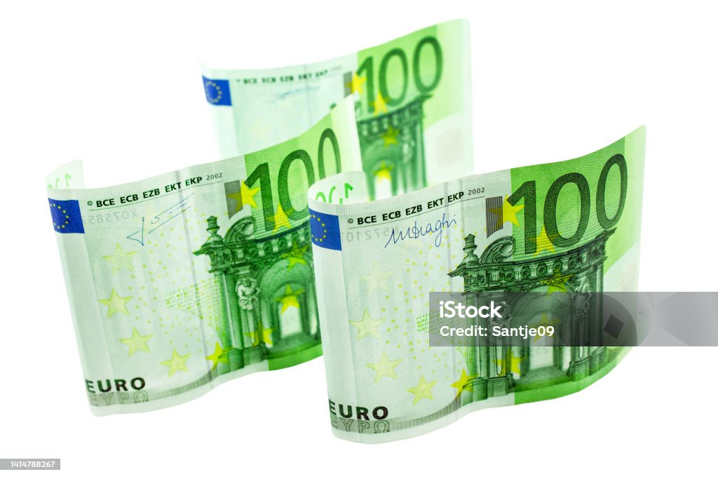 300 Euro banknotes isolated against white background 300 Euro banknotes against white background Allowance Stock Photo