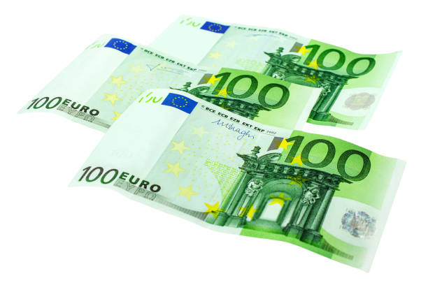 istock 300 Euro banknotes isolated against white background 1414788288