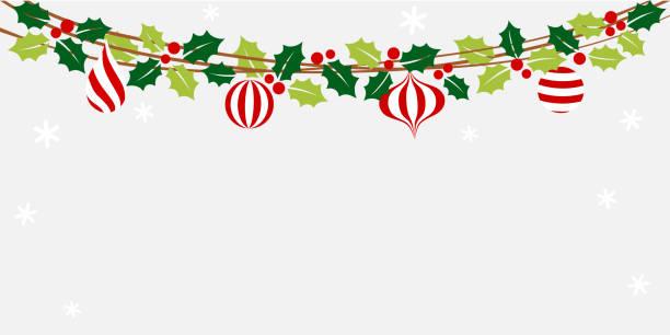 istock Christmas bunting with holly leaves  and ornaments 1414788592