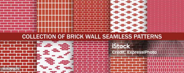 Endless Brick Pattern Collection Of Brick Wall Seamless Patterns Simple Red Endless ...