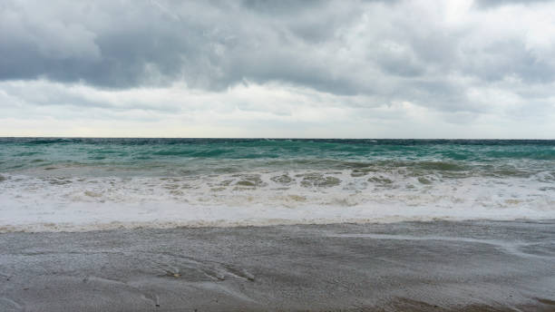 istock Seascape with overcast skies and stormy waves 1414791883