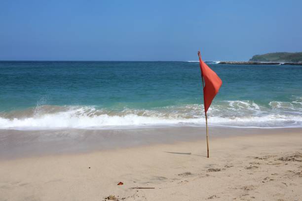 istock Red flag at the beach. 1414792847