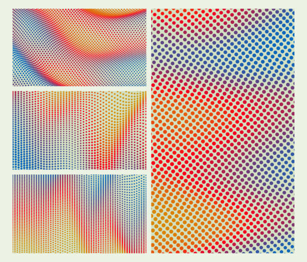 faliste kropkowane tło. abstrakcyjny wzór kropek. ilustracja wektorowa 3d z cząstkami. - illusion backgrounds red abstract stock illustrations