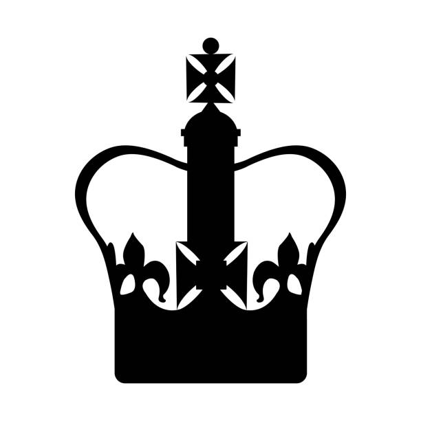 черный силуэт императорской государственной короны великобритании. векторная иллюстрация драгоценностей короны соединенного королевств - kingdom stock illustrations