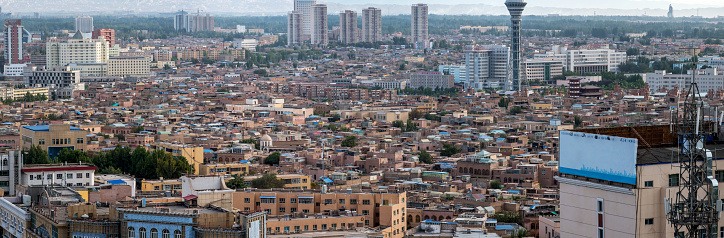 The panoramic view of the old town Kashgar, Xinjiang province, China