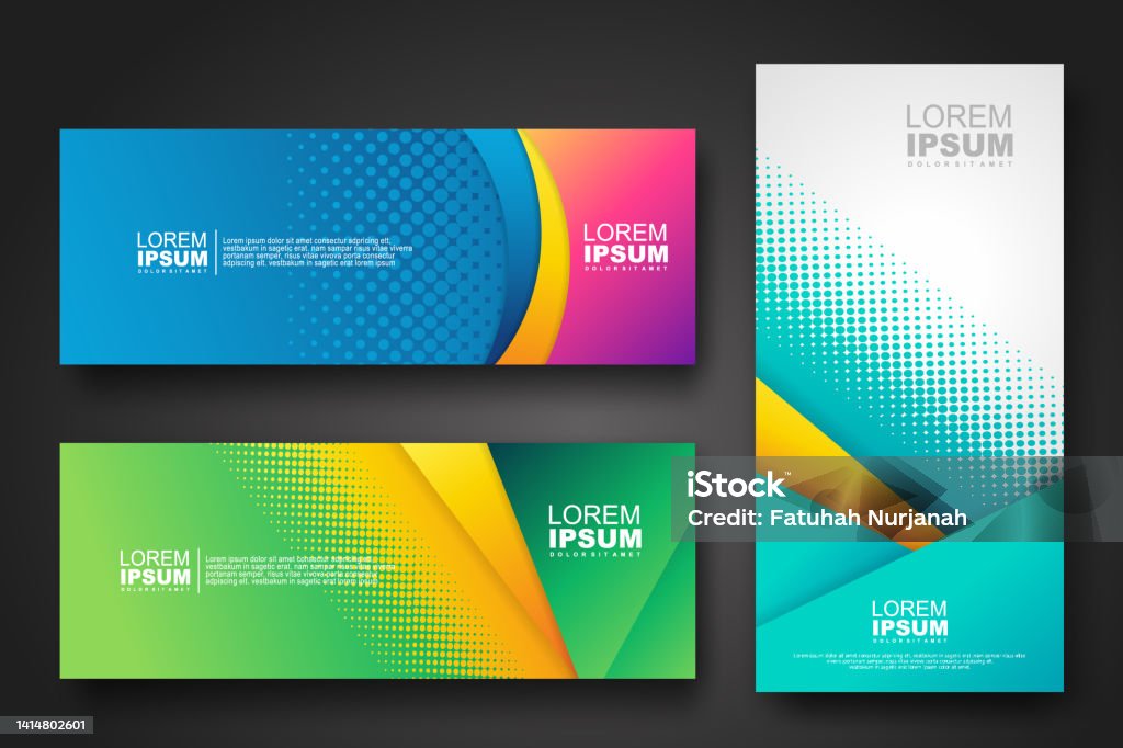 Color Guide Banner Banner Set Design Template In Trendy Dynamic Gradient Colors Stock ...
