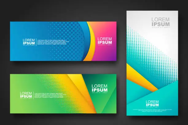 Vector illustration of Banner set design template in trendy dynamic gradient colors