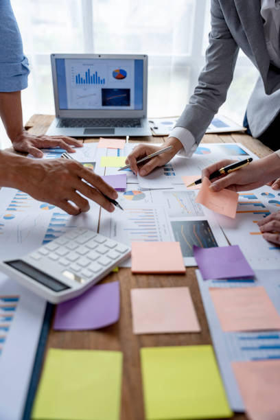 istock Business team meeting and presenting business results discussion and analysis data chart and graph, finance and accounting. Business performance concept. 1414804106