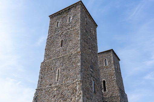 Remains of St. Mary's Church in Reculver. The church was founded in the 7th century as a minister or monastery on the site of the Roman fort.
