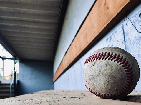 Baseball left in dugout after game