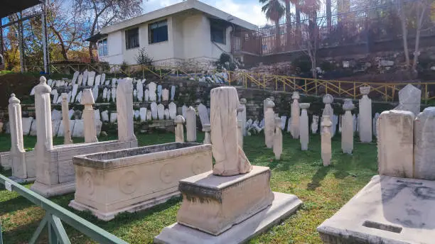 Photo of Thombs, statues and funerary plates inside the ancient city of Smyrna, Izmir, Turkey